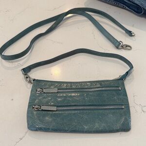 Hobo Elegant Teal Crossbody Bag with Dual Zippers